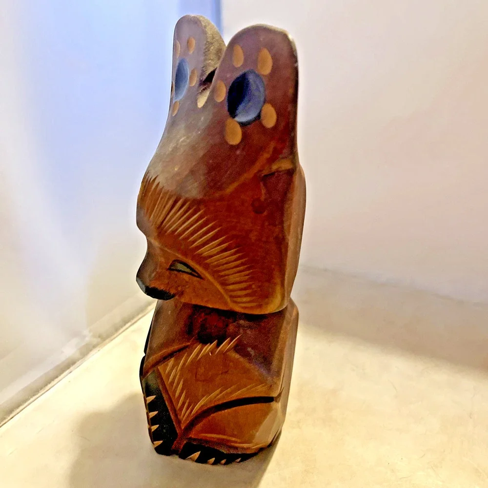 BEAR KUMA hand wood carving HOKKAIDO JAPAN 8.25